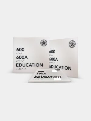 White and Black ADA Compliant Education Room Signs with Number